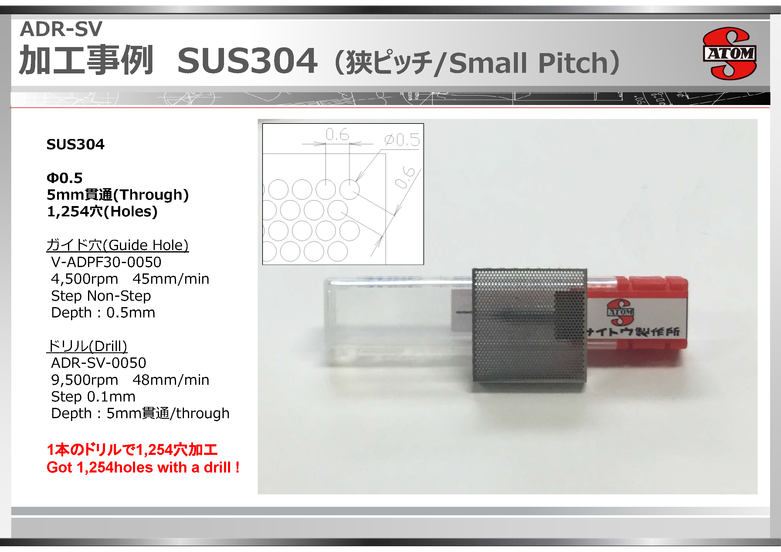 加工事例SUS304（狭ピッチ）