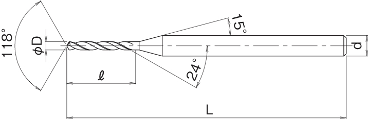 微小径ソリッドドリル　φ0.15