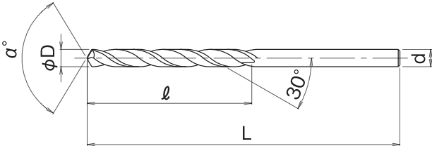 Long Drill, <br>Straight Shank