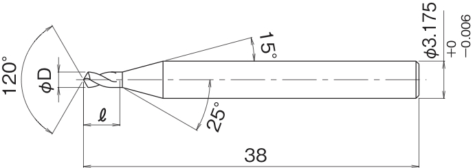 NC Pointing Drill with 120°point angle <br>and 3.175mm(1/8 inch) shank for Ferrous material