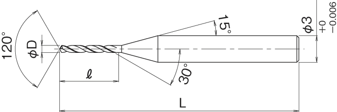 ルーマドリル セミロング刃　φ0.1