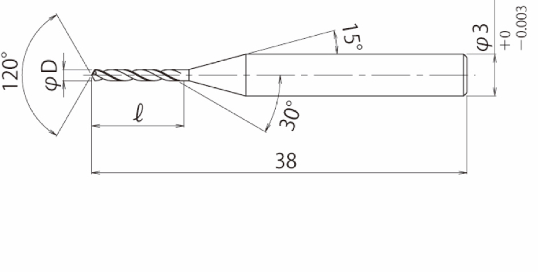 Micro Drill <br>Regular Flute Length, <br>Shank Tolerance h4