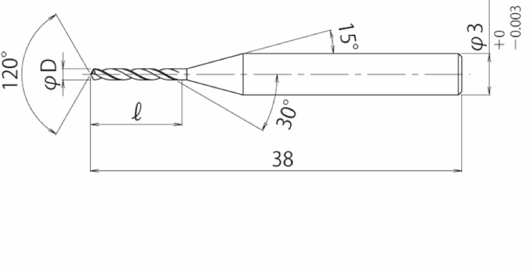 ルーマドリル 標準刃長　φ0.03