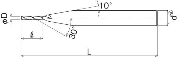 2-flute, <br>Long Flute Square End Mill