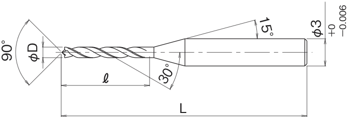 Sweep Cut Drill (3mm shank) for Non-Ferrous & Resin