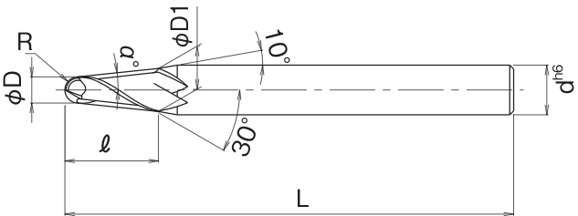 2-Flute Taper Ball End Mill